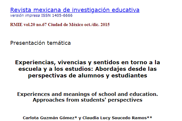 Experiencias, vivencias y sentidos en torno a la escuela y a los estudios: Abordajes desde las perspectivas de alumnos y estudiantes